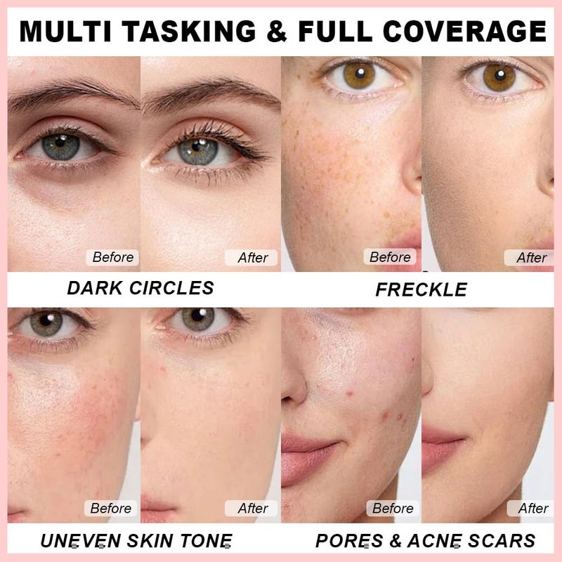 QIDSTERS Under Eye Concealer for Women, 24 Hour Pink Full Coverage Brightening Concealer for Dark Circles Fine Lines Redness & Discoloration, Waterproof Foundation Color Corrector, 06 - Image 3